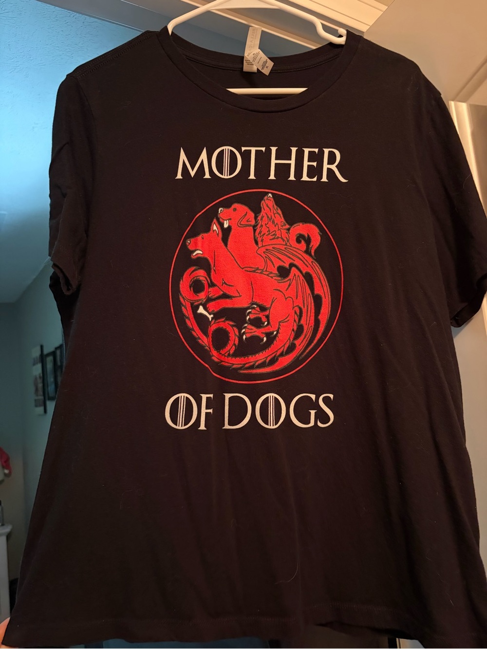 Bella Canvas Black T-Shirt with Red 'Mother of Dogs' Graphic